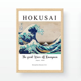 Wallity Cuadro Decorativo Enmarcado La Gran Ola de Kanagawa de Hokusai
